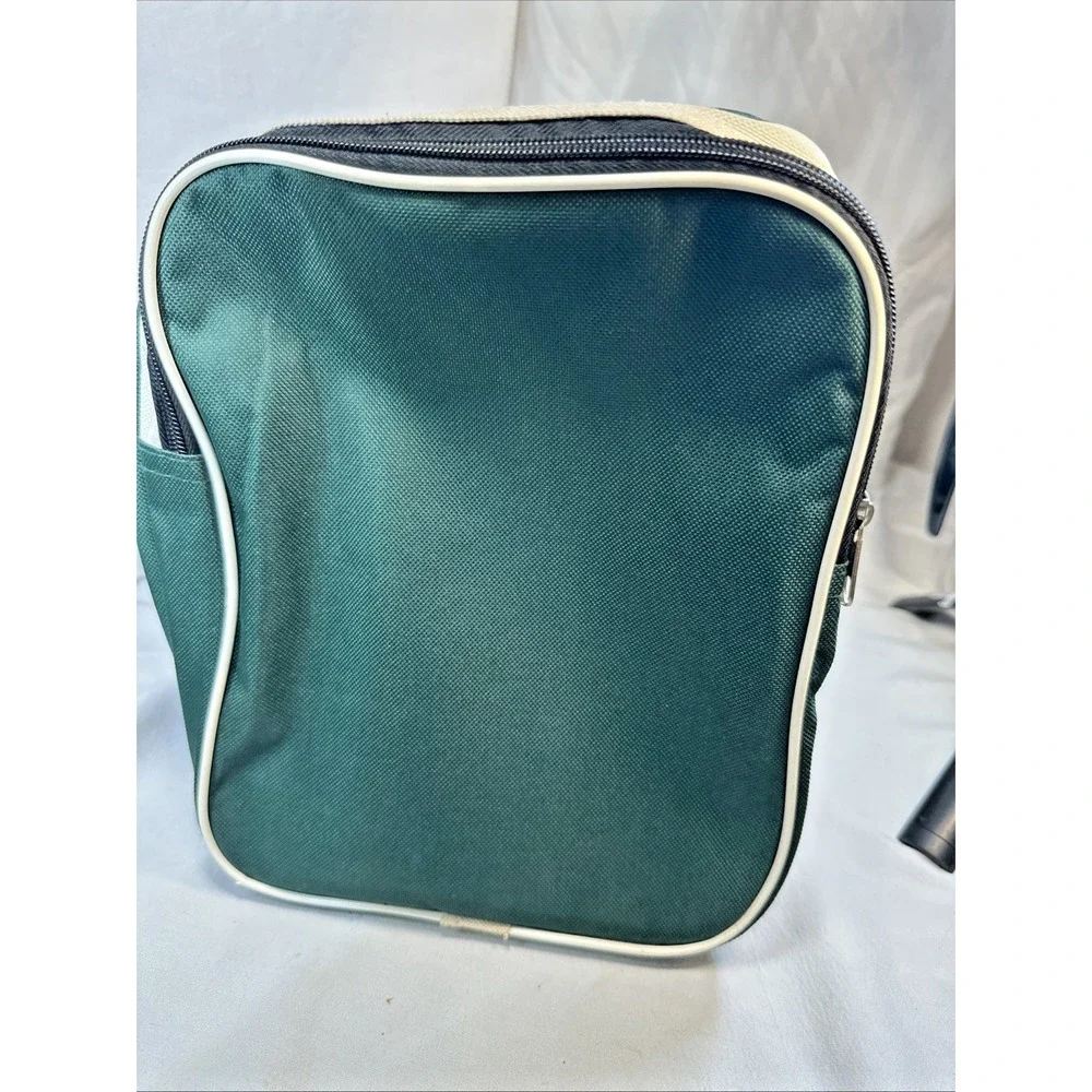 Belmont Park Duffel Bag Green And Cream Adjustable Strap Multiple Pockets